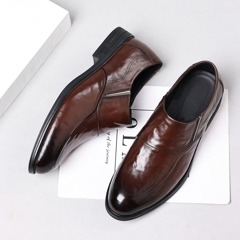 Men's First Layer Cowhide Formal Pointed Toe Men's Business Leather Shoes