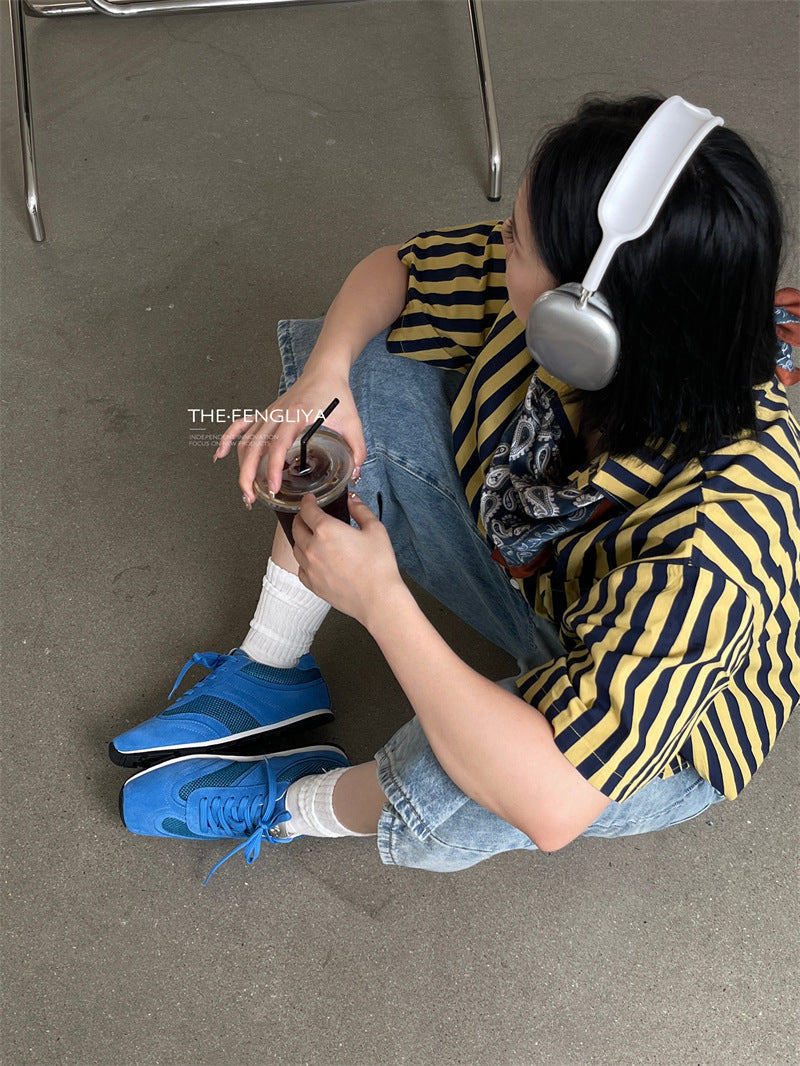 Women's Style Square Toe Flat Bottom Dad Casual Shoes