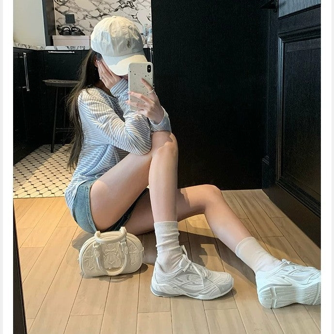 Women's Training Sports White Flat Portable Increased Women's Casual Shoes