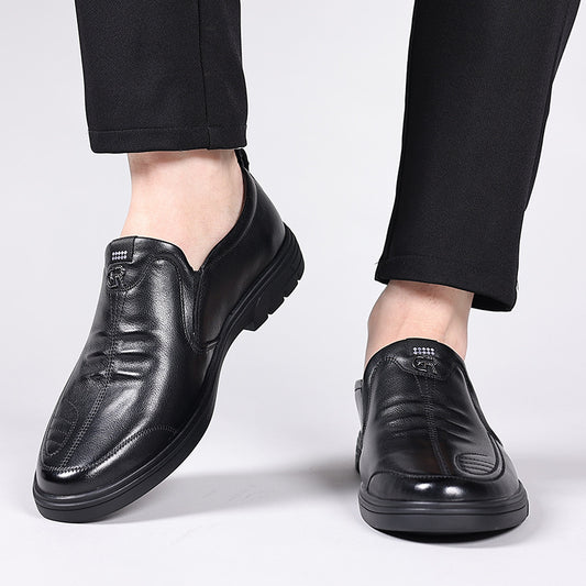 Men's Layer Cowhide Pumps Slip-on Genuine Soft Leather Shoes