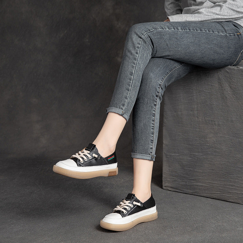 Women's Shu Autumn Low-cut Flat Pumps Round Toe White Solid Casual Shoes