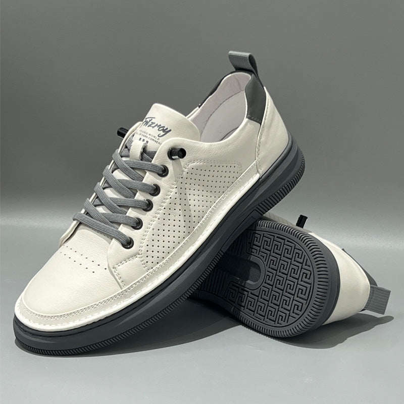 Men's Summer Thin Slip-on White Genuine Leather Shoes
