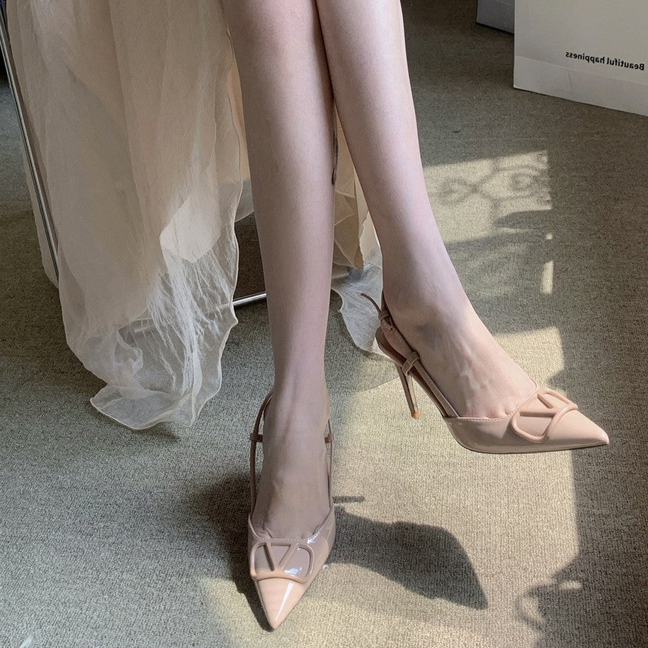 Women's French Sexy Pointed Stiletto High Patent Sandals