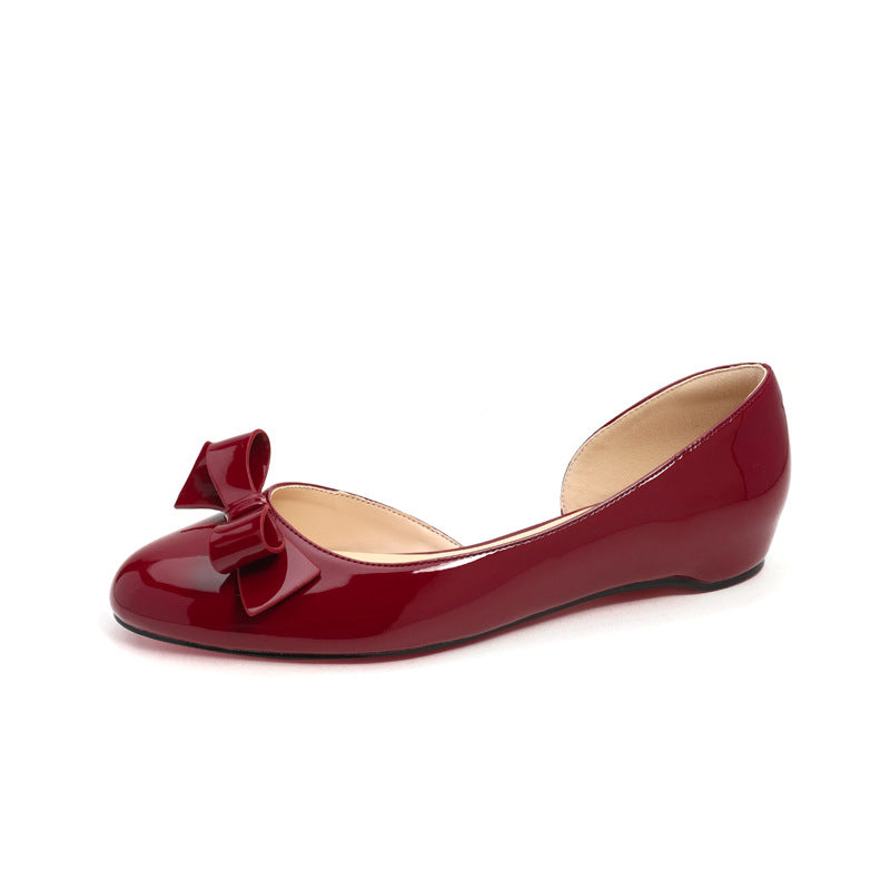 Women's Style Bow Low-cut Side Empty Round Toe Red Bottom Women's Casual Shoes