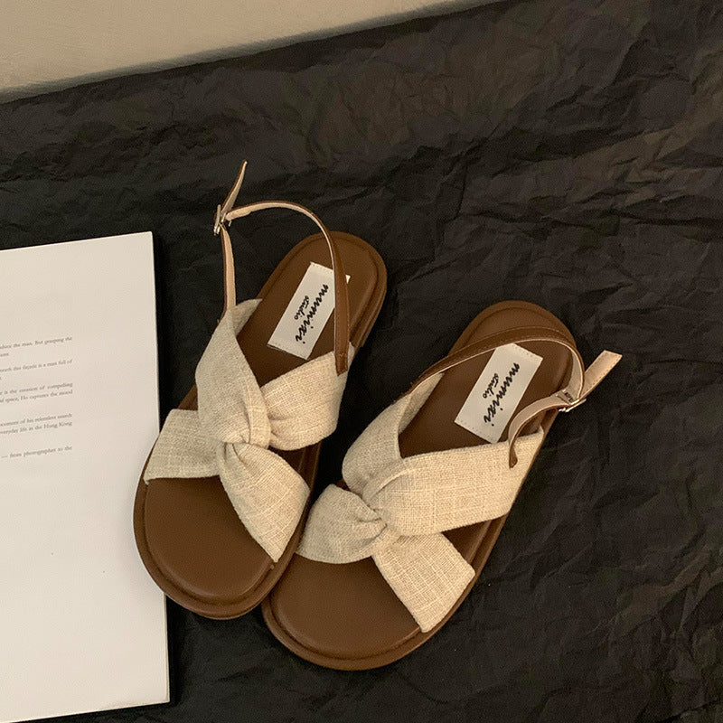 Women's French Style Flat Roman Summer Outer Wear Skirt Fairy Sandals