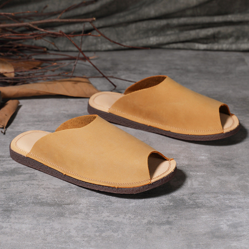 Women's Cowhide For Flat Outdoors Vintage Beef Tendon Sandals