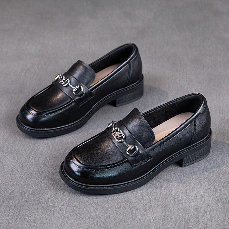 Women's Cowhide Spring Flat Soft Bottom Surface Loafers