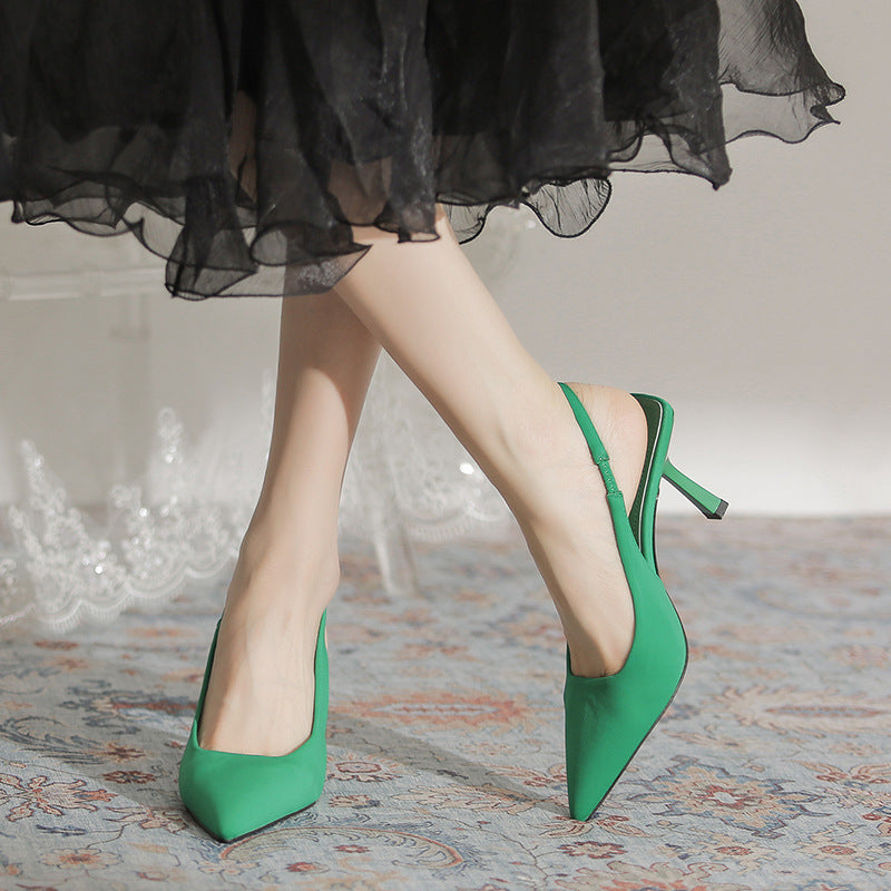 Women's Spring Satin Cap Slingback Adult Lady Like Woman Women's Fashion Shoes