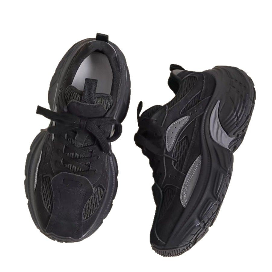 Women's Platform Dad Brown Elevator Fleece-lined Paris Fried Sneakers