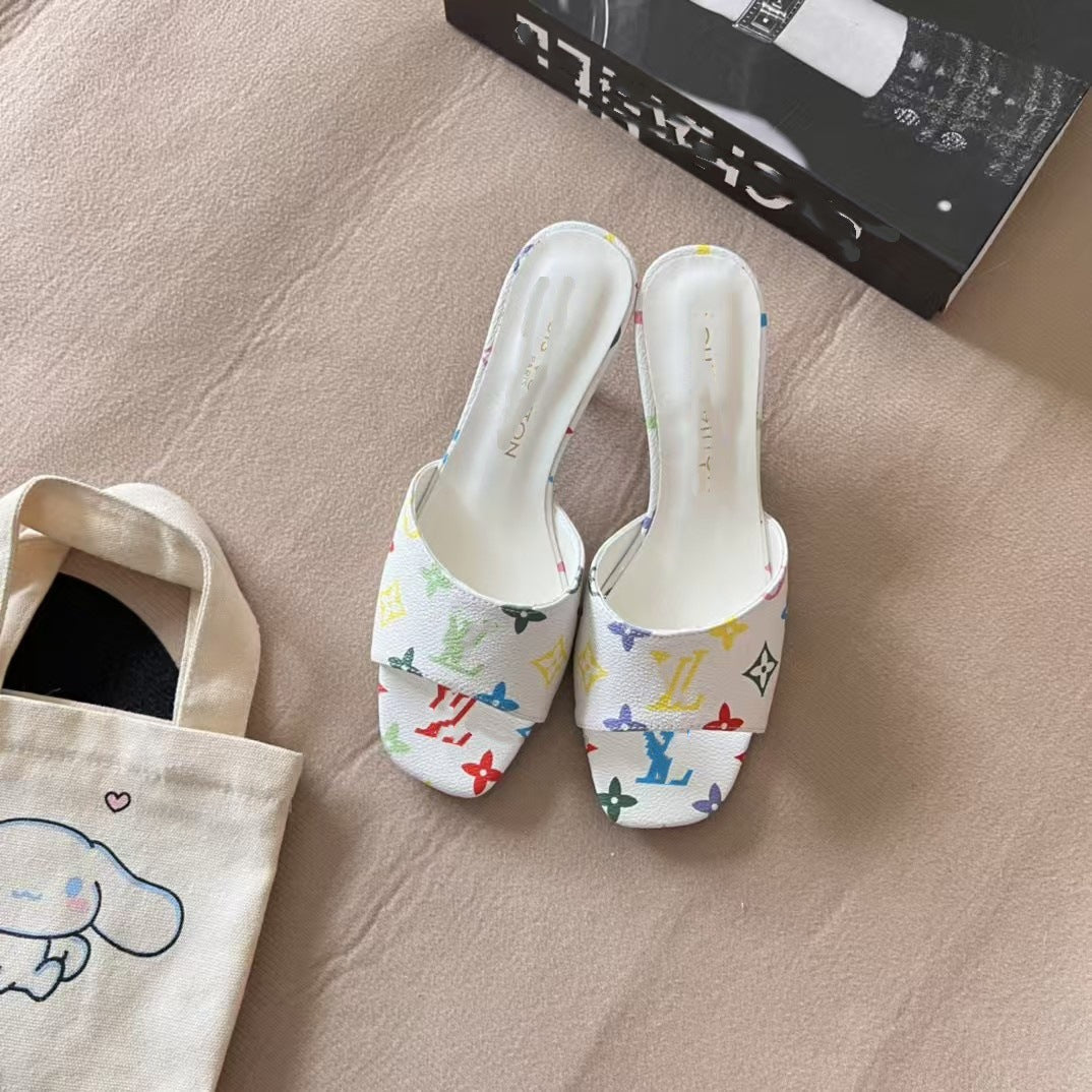 High Super Popular Denim Embroidered Printed Heels