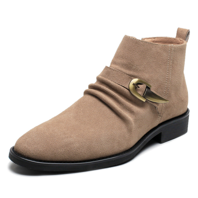 Men's Martin Suede Cowhide British Retro Fashion Korean Style Boots