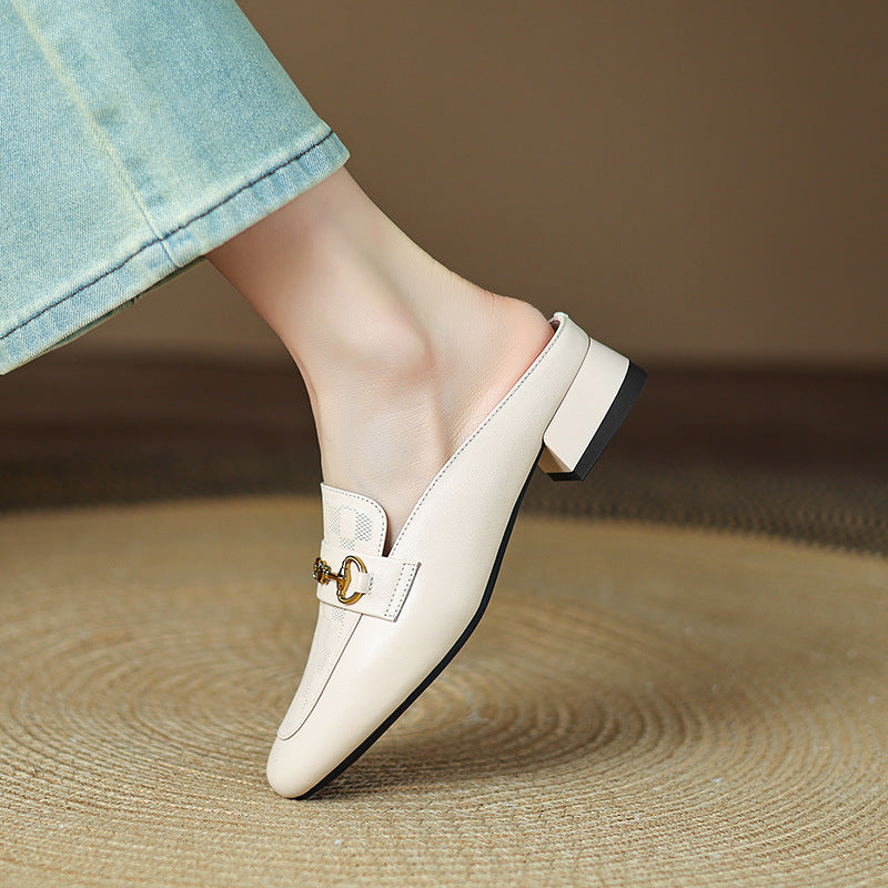 Inside Outside Chunky Closed Toe High Half Support Slippers