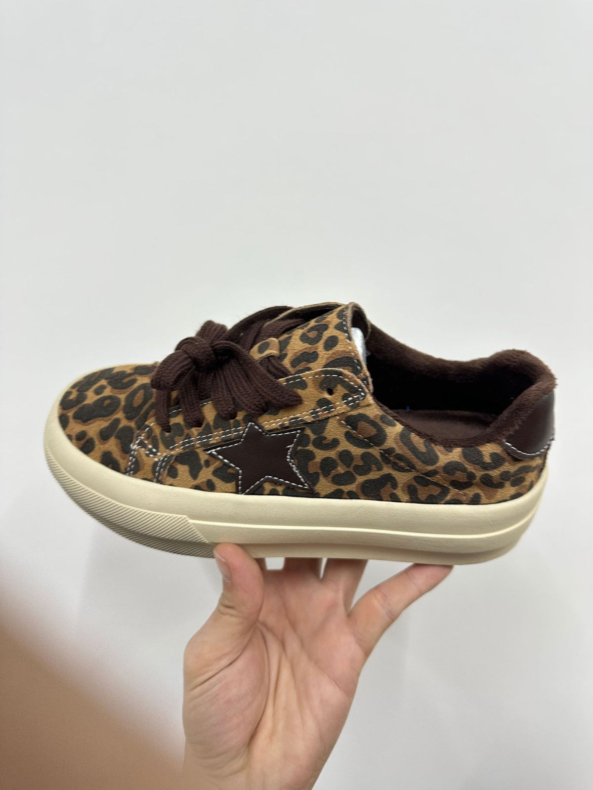 Full Cowhide Grape Mom Retro Leopard Print German Women's Casual Shoes