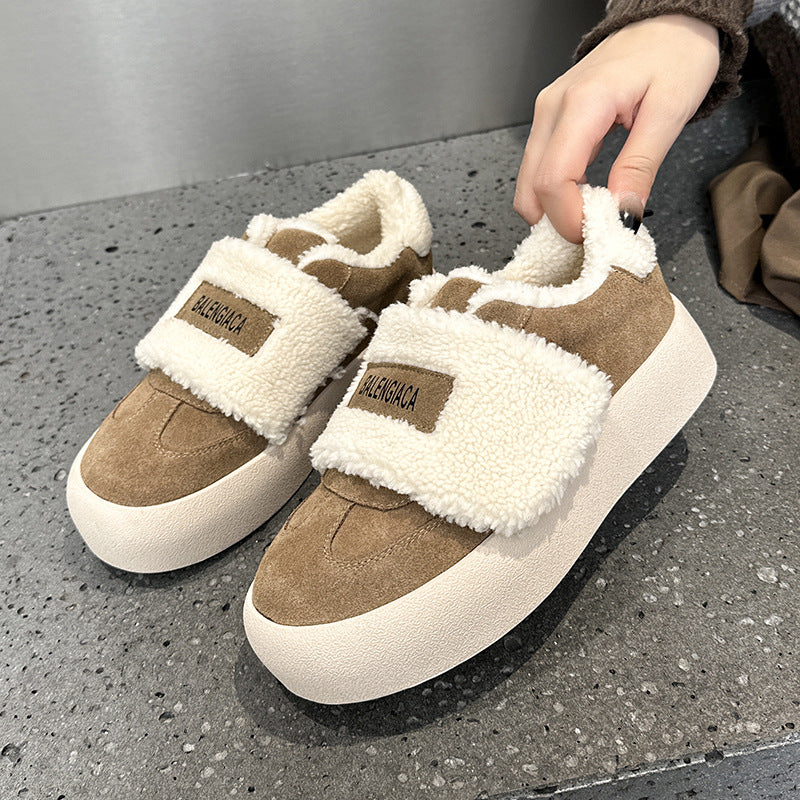 Women's Velcro Fleece-lined Outer Wear Warm Winter Thick-soled Bread Snow Boots
