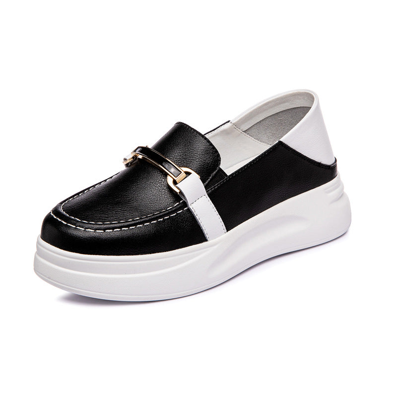 Women's White Spring Thick Bottom Two-way Wear One Pedal Heightened Single Women's Casual Shoes
