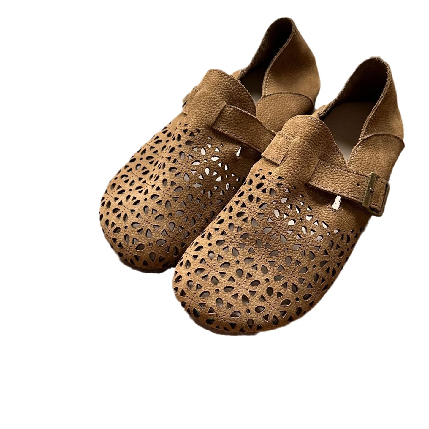 Women's Hollow Out Breathable Flat Genuine Retro Casual Shoes
