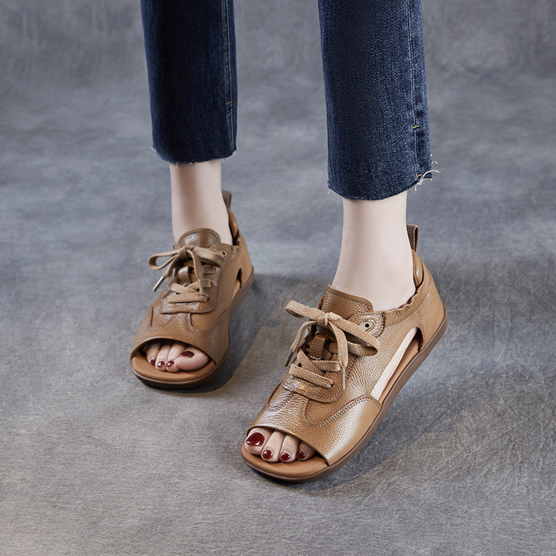Women's Genuine Summer Retro Dress Flat Soft Bottom Sandals