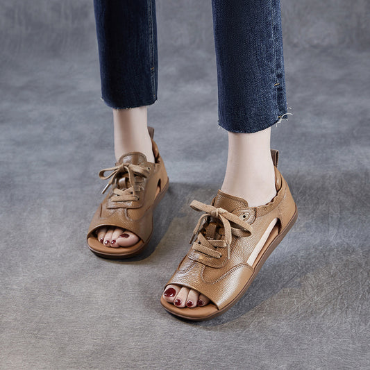 Women's Genuine Summer Retro Dress Flat Soft Bottom Sandals