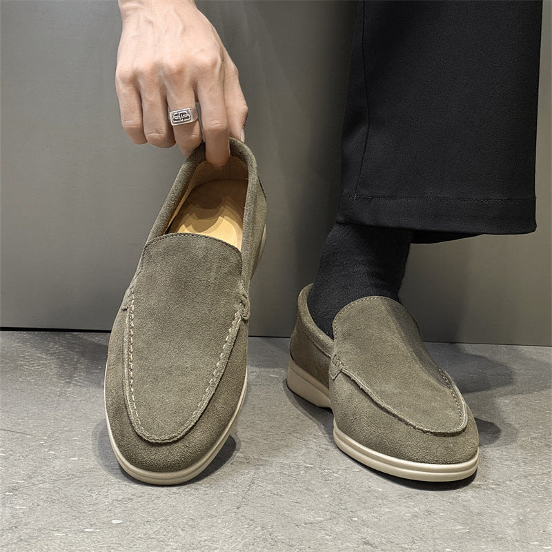 Men's Commuter British Style Slip-on Lazy Lightweight Old Money Men's Casual Leather Shoes