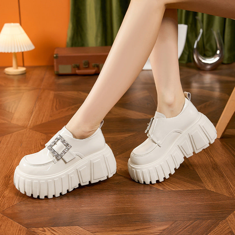 Women's Spring Black Muffin Fashionable Small Height Loafers