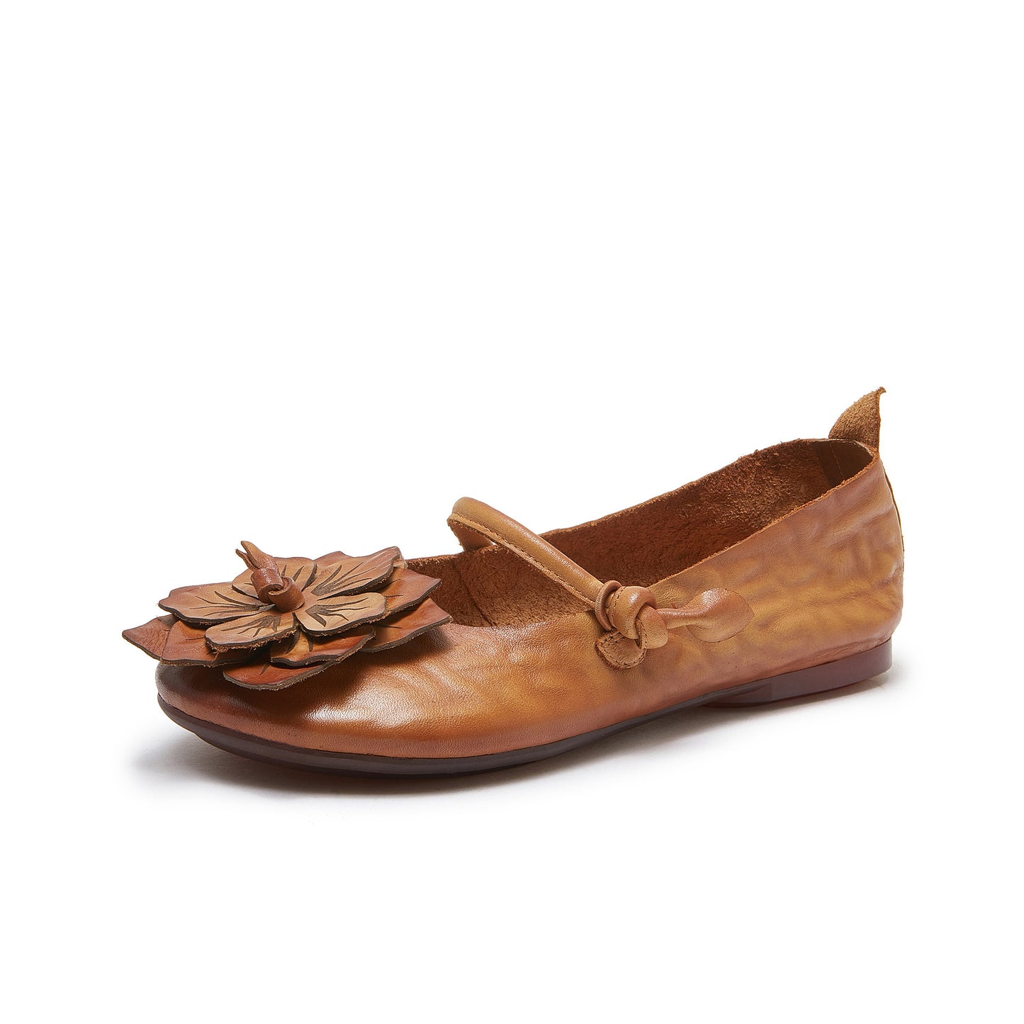 Women's Cowhide Soft Bottom Surface Handmade Flower Casual Shoes