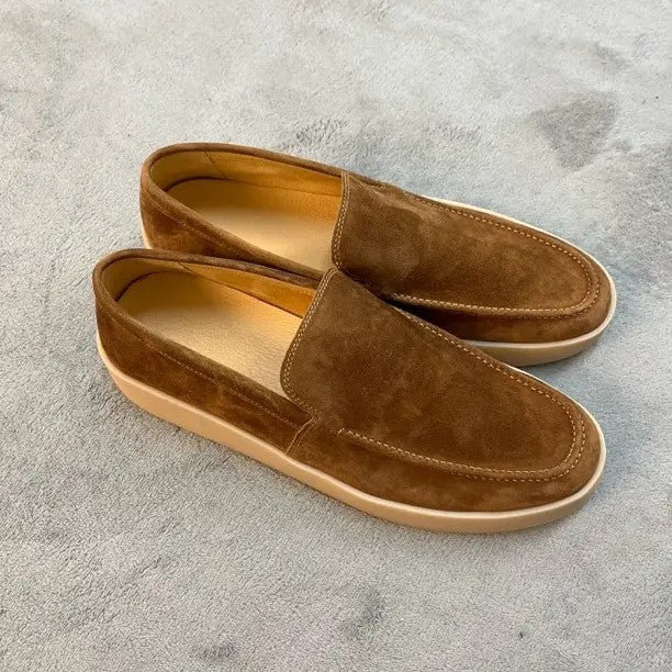Men's Commuter British Style Slip-on Lazy Lightweight Old Money Men's Casual Leather Shoes