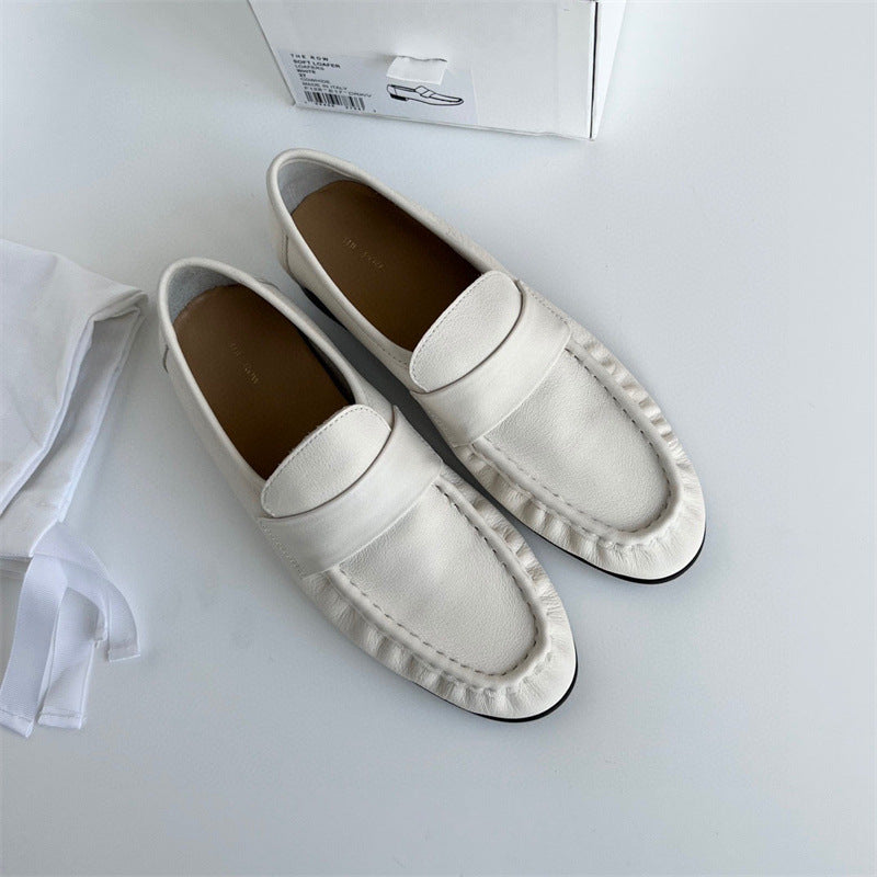 Women's Pure Yuan Soft Round Head Chunky Retro Comfort Loafers