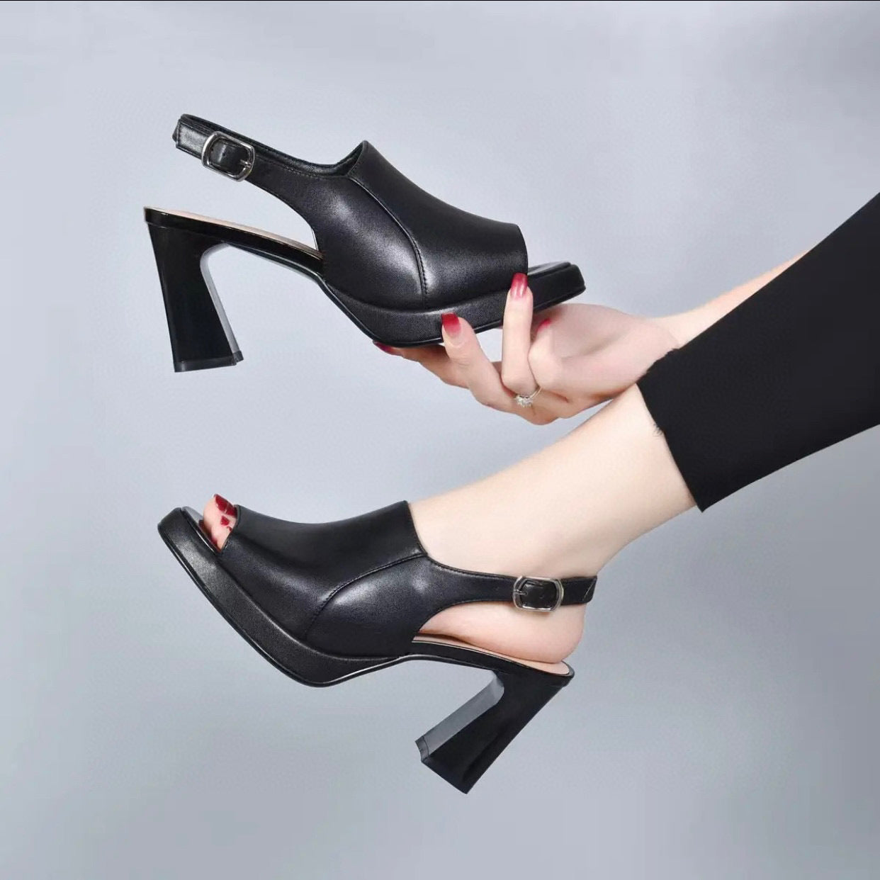 Women's High Summer Peep Toe Waterproof Platform Heels