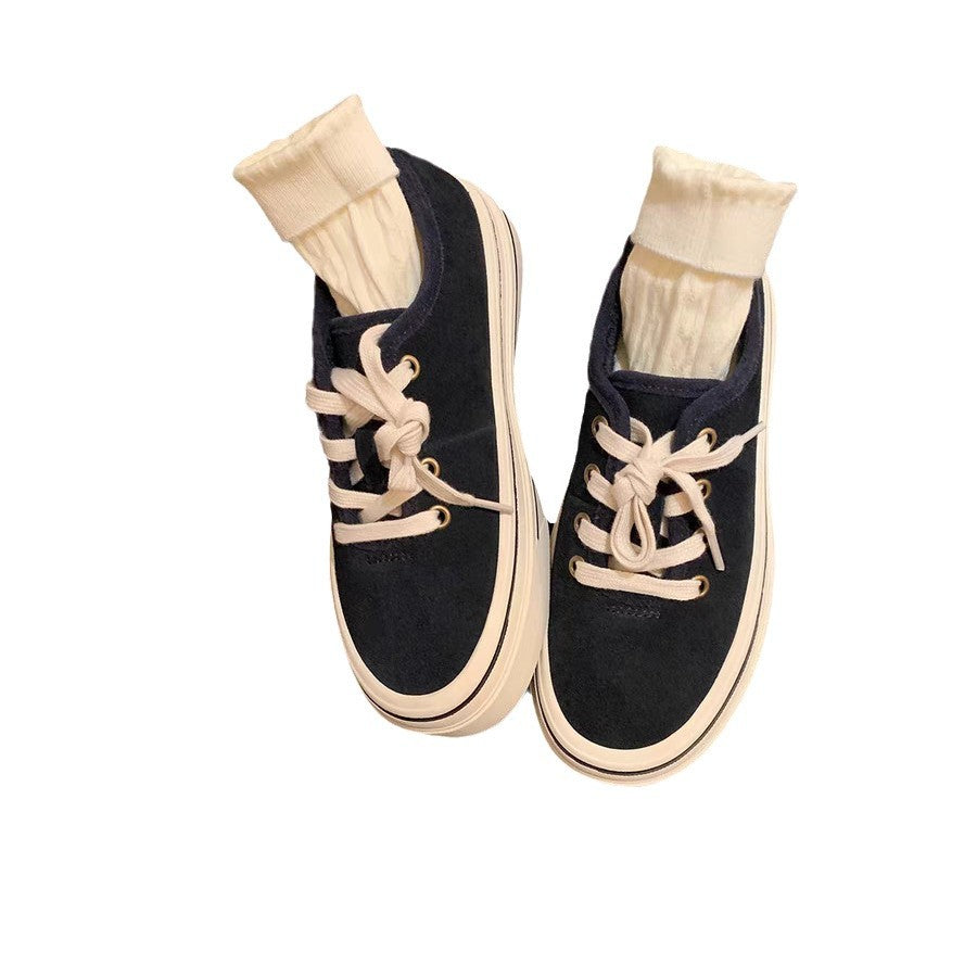 Grape Mom Round Head Thick Bottom Versatile Canvas Shoes