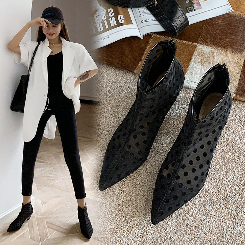 Women's Hollow Pointed Rome Plus Size High Boots