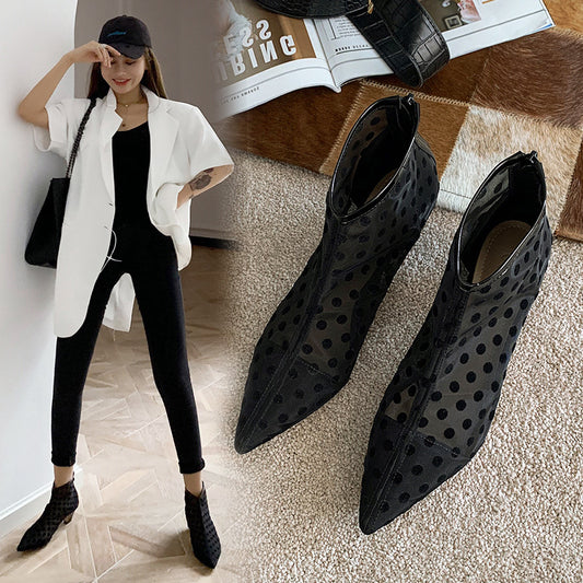 Women's Hollow Pointed Rome Plus Size High Boots