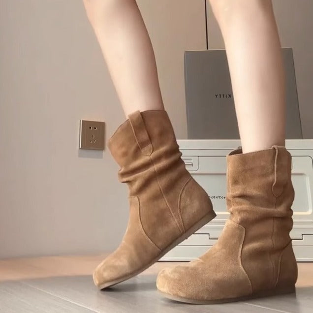 Women's Insole Genuine Idle Style Pile Western Knight Boots