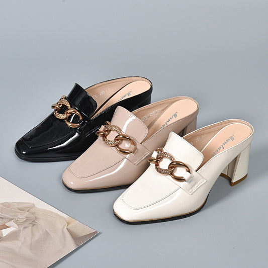 Women's Toe Cap Outer Wear Summer Chunky Heels