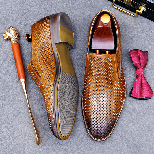 Men's Summer Hollow Business Genuine Comfortable Soft Leather Shoes