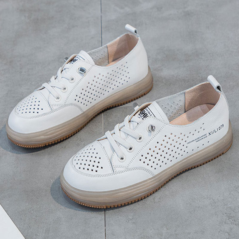 Women's First Layer Cowhide Easy Wear Slip-on Leather Shoes
