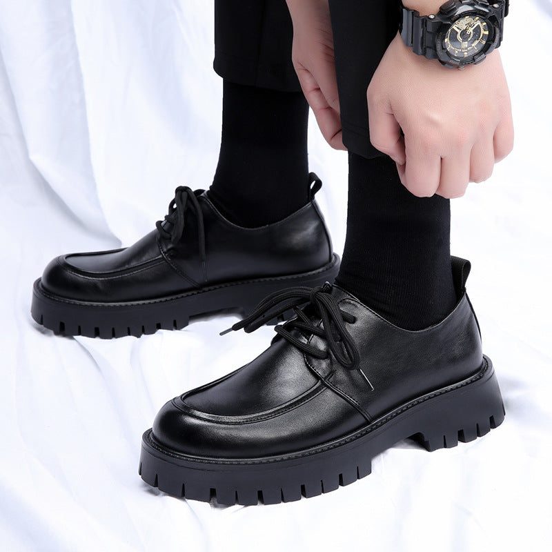 Men's Toe Korean Style Trendy Platform Hight Leather Shoes