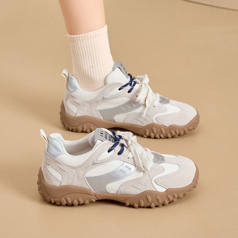 Women's Platform German Training Spring Versatile White Lightweight Casual Shoes