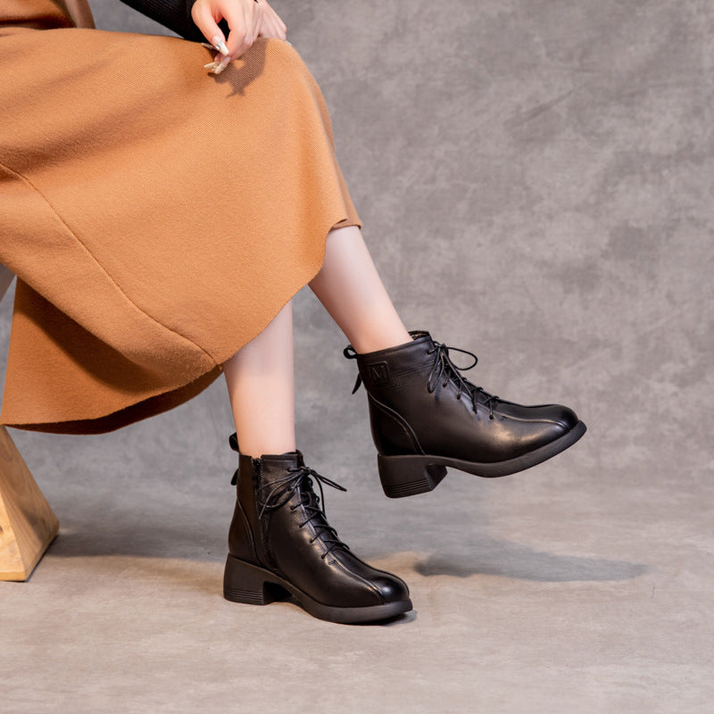 Women's High Warm Retro Round Toe Mom Boots