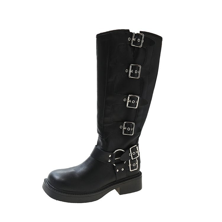Women's Chunky Martin Western Cowboy Retro Square Boots