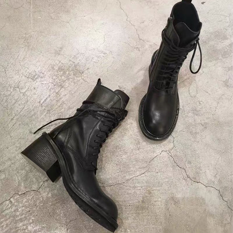 Women's Martin British Style Handsome Motorcycle Thick Boots