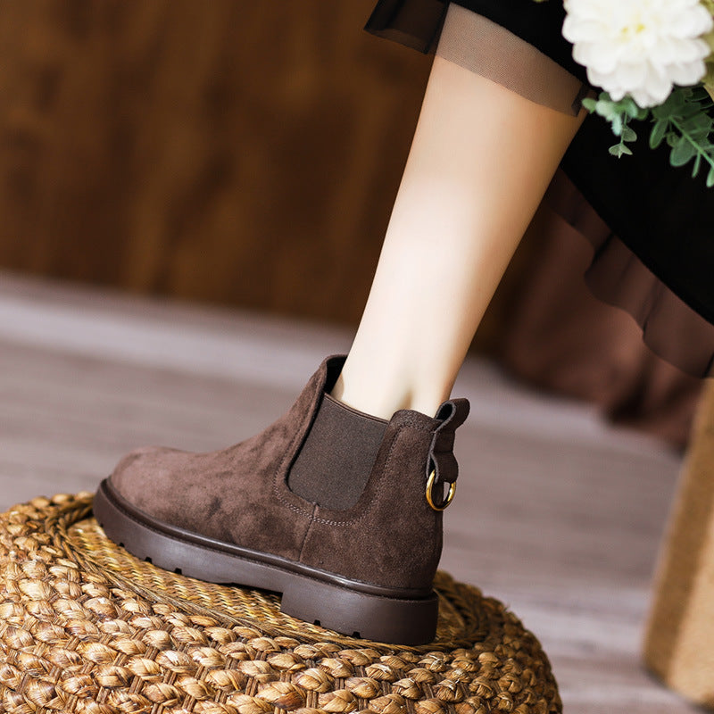 Women's Short Martin British Style Mid Flat Boots