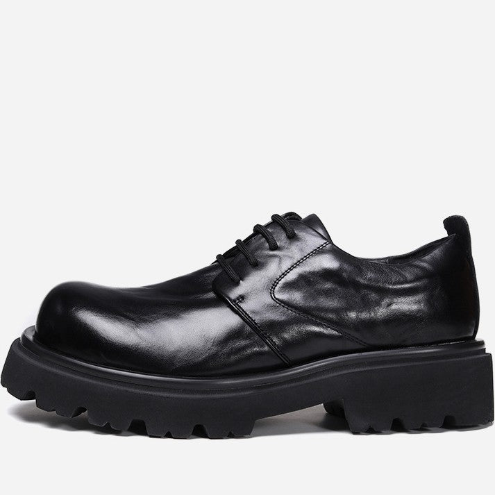 Men's High-grade Big Head Genuine Breathable Increased Leather Shoes