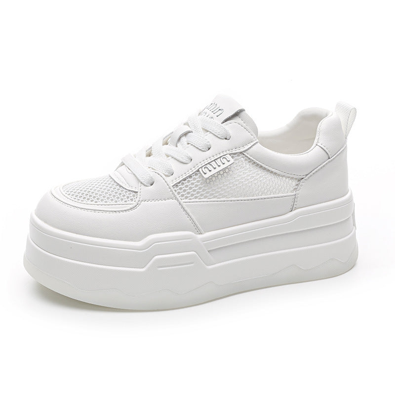 Women's Platform White Mesh Breathable Fashion Lightweight Casual Shoes
