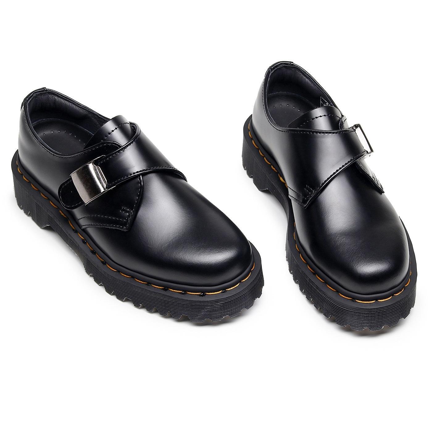 Women's Top Buckle Authentic British Style Medium Leather Shoes