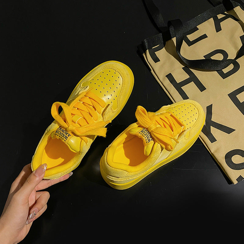 Women's Rose Red Platform Elevator Breathable Bread Casual Shoes