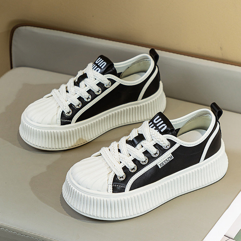 Women's Thick Bottom Hight Increasing Board Round Casual Shoes