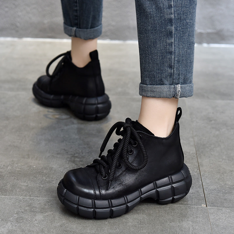 Women's Genuine Design Cool Autumn Personality Thick Bottom Retro Boots