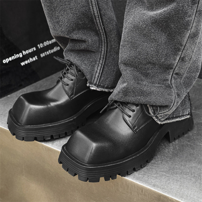 Men's Paris Platform Elevator Wild British Derby Leather Shoes