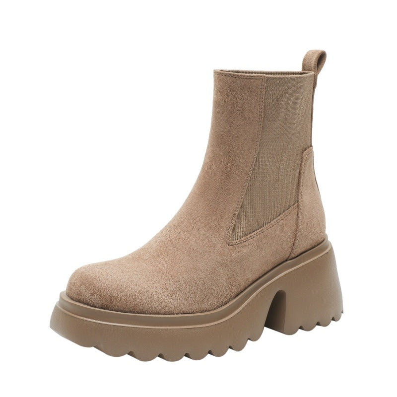 Women's Silky Suede Thick Light Bottom Ankle Elastic Boots