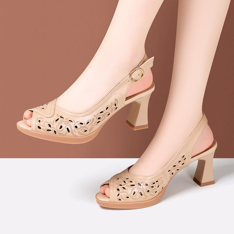 Women's Hollow Out Outer Wear Back Strap Heels